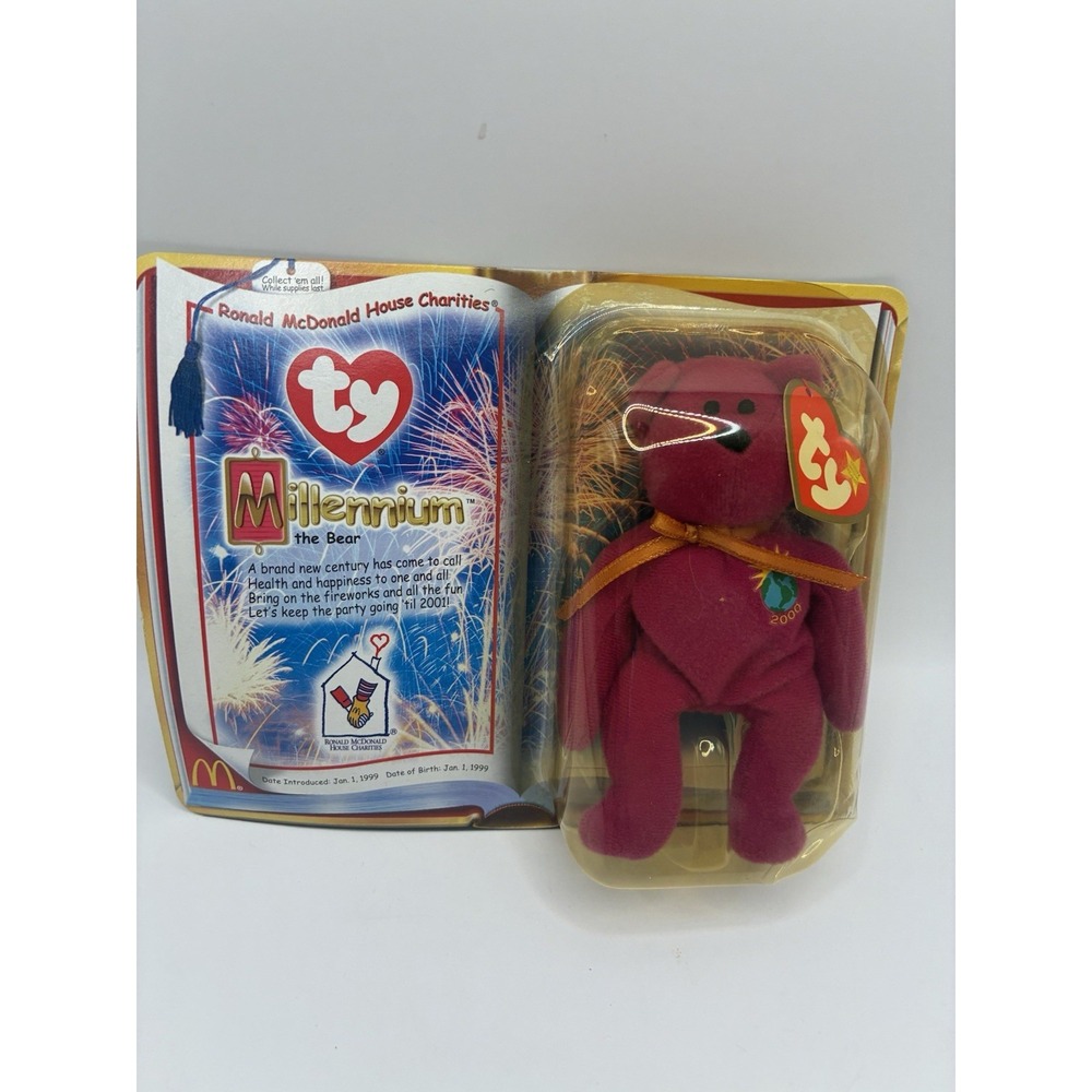 2000 McDonald's Ty Teenie Beanie Babies Millennium The Bear New in Box NIB